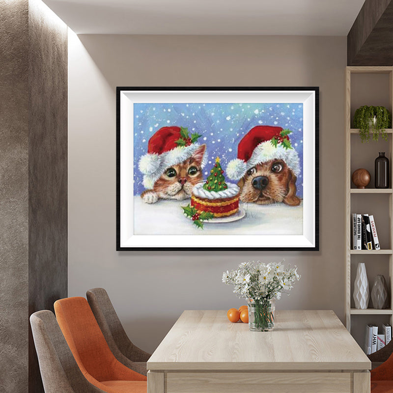 Christmas Dogs Diamond Painting Kit – Cute Holiday Full Drill Festive Art JM3019