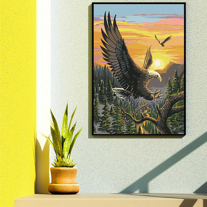Eagle Guarding Nest at Sunrise Diamond Painting Kit – Full Drill Epic Wildlife Art JX19