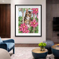 Cat in Flower Garden Diamond Painting Kit – Full Drill Floral Nature Art JM3020