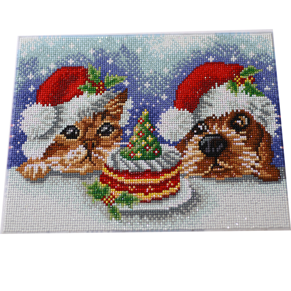 Christmas Dogs Diamond Painting Kit – Cute Holiday Full Drill Festive Art JM3019