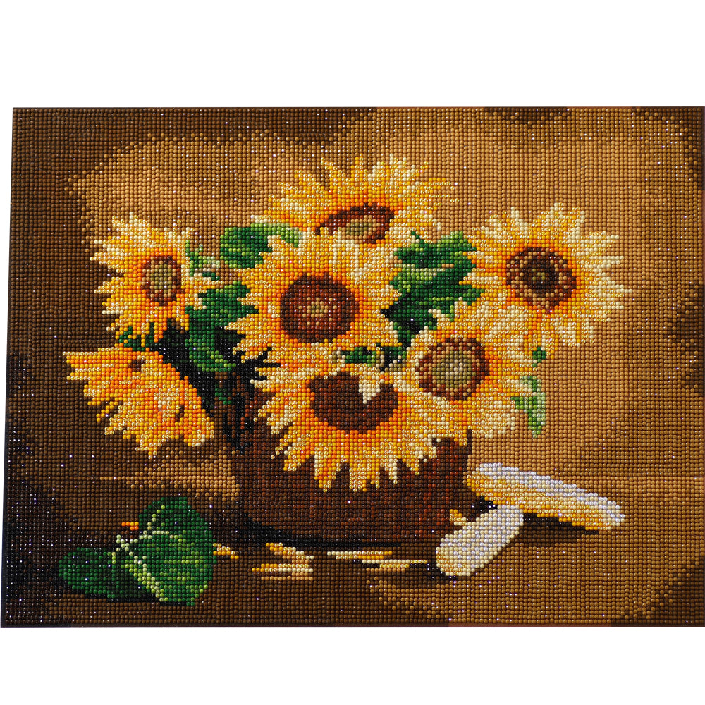 Sunflower Basket Still Life Diamond Painting Kit – Full Drill Classic Floral Art JX72