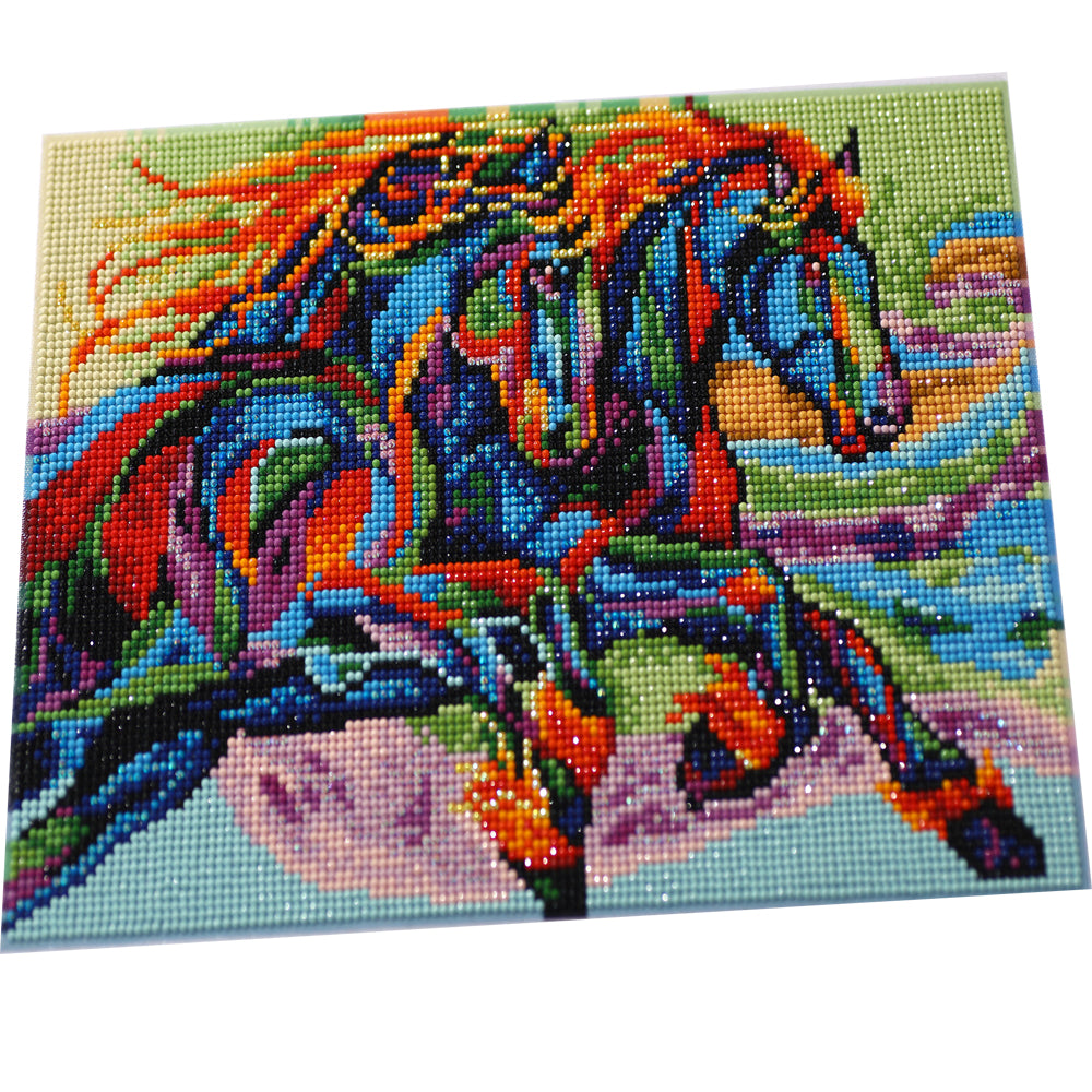 Abstract Colorful Running Horses Diamond Painting Kit – Full Drill Modern Wildlife Art JX67