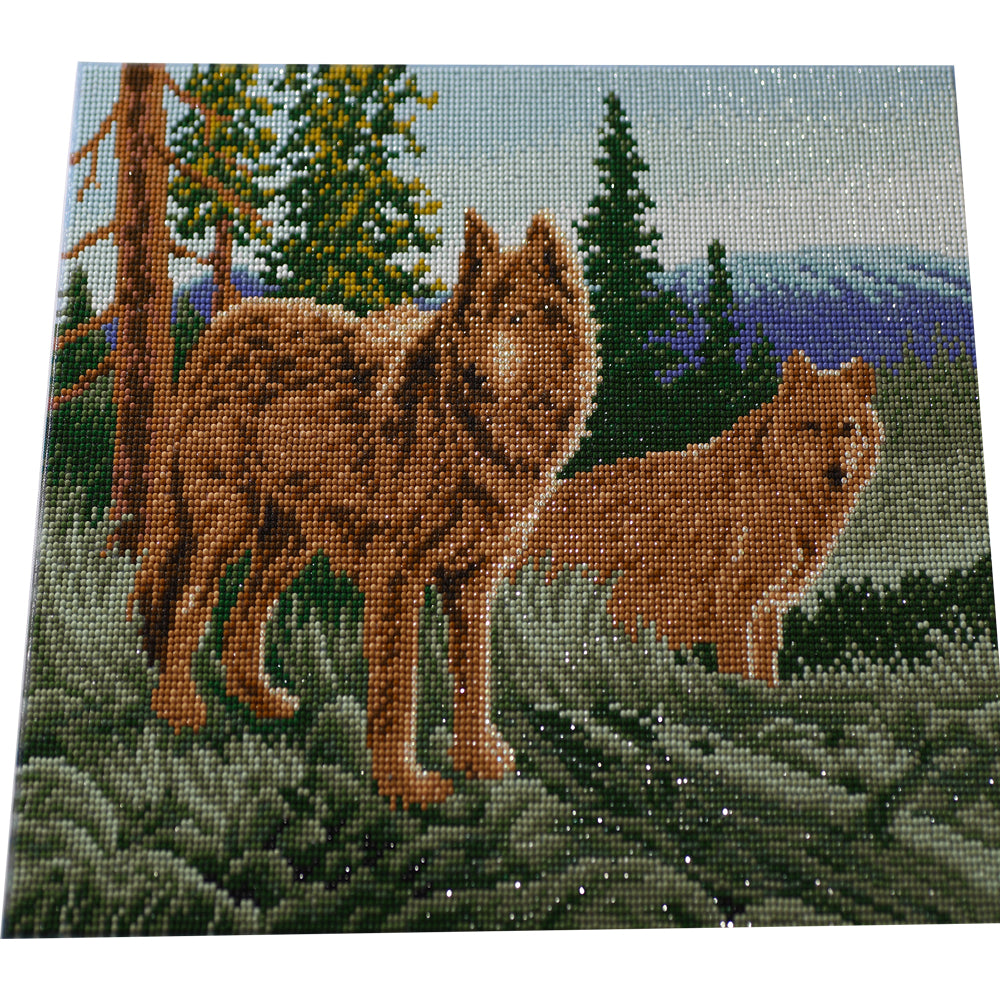 Two Wolves in the Forest Diamond Painting Kit – Full Drill Realistic Wildlife Art JX69