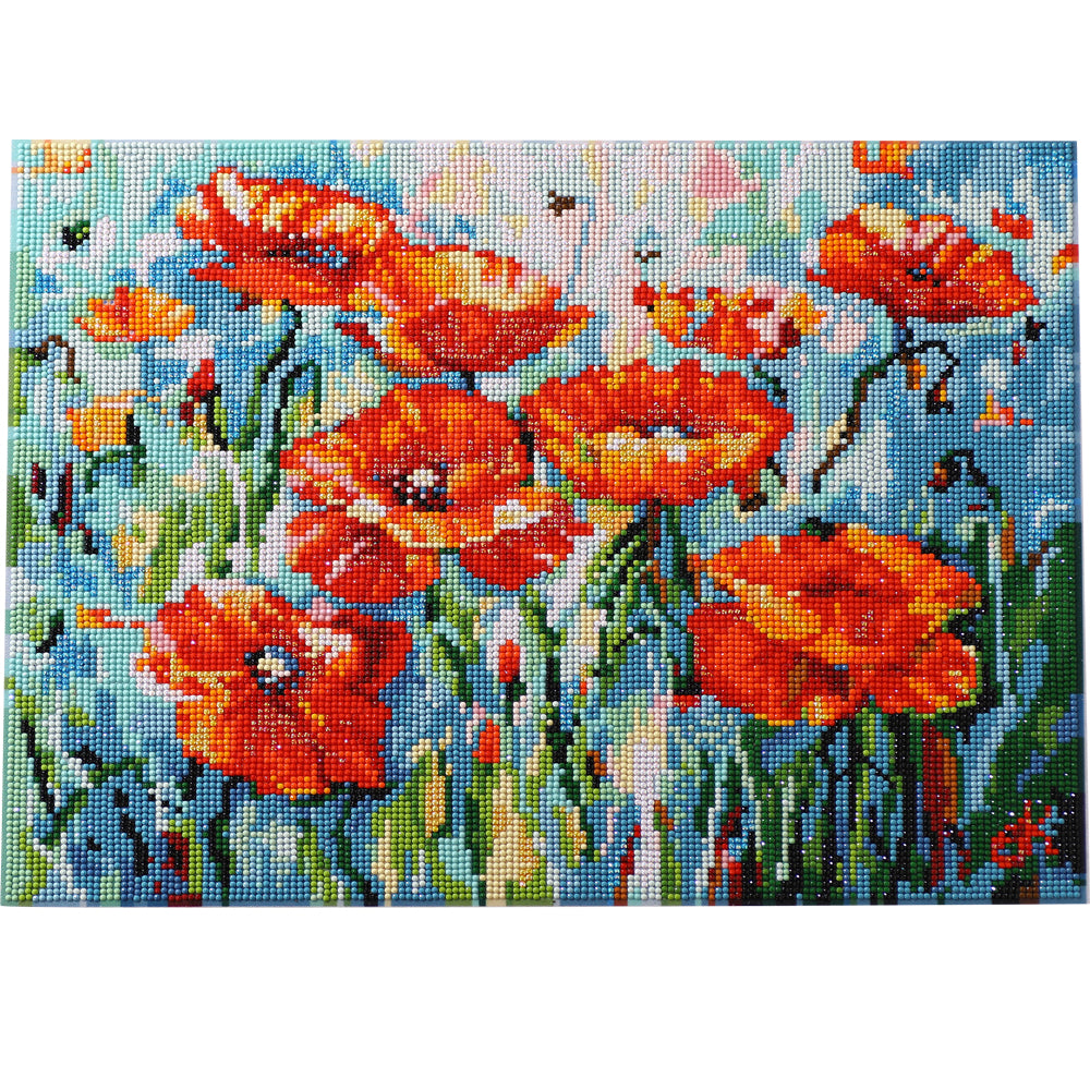 Red Poppy Field Diamond Painting Kit – Full Drill Impressionist Floral Art JX73
