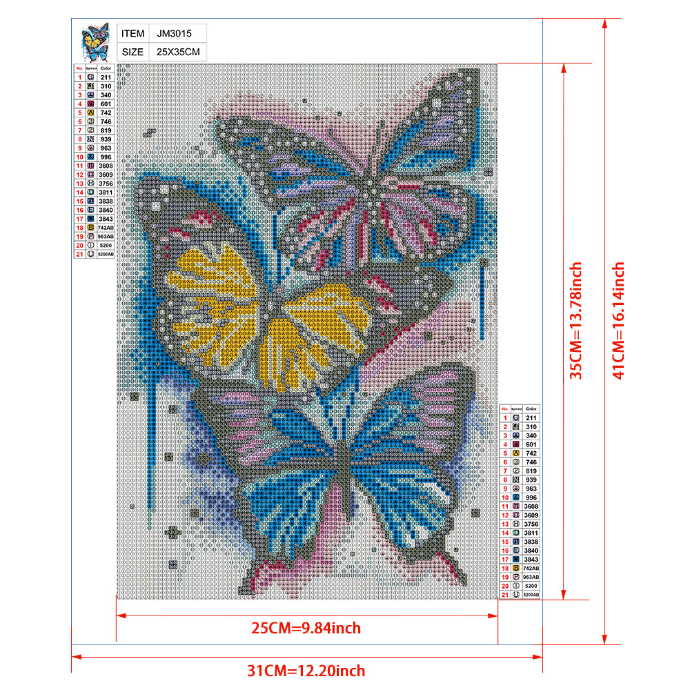 Butterfly Diamond Painting Kit – Colorful Full Drill Nature Art JM3015