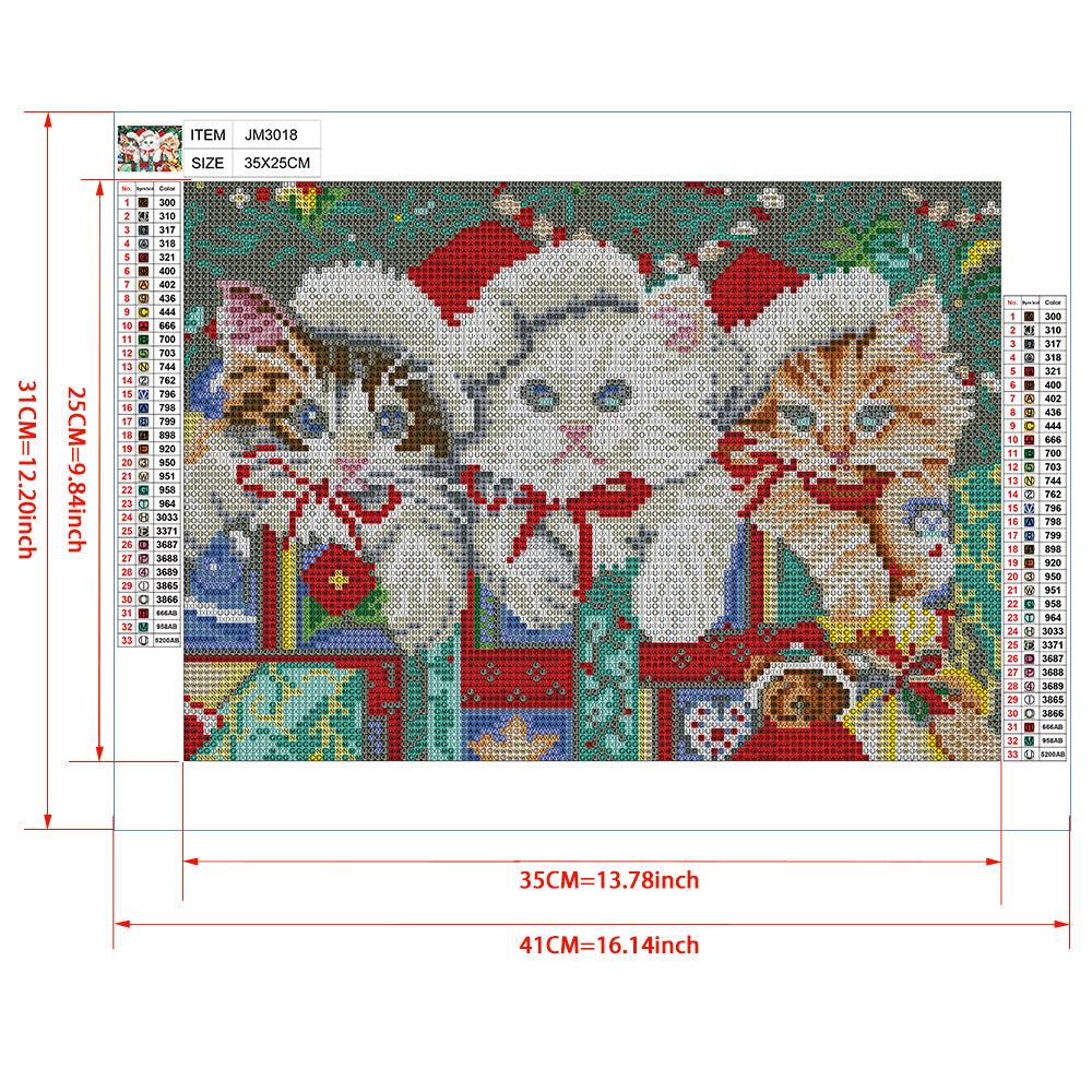 Christmas Cats Diamond Painting Kit – Cute Holiday Full Drill Festive Art JM3018