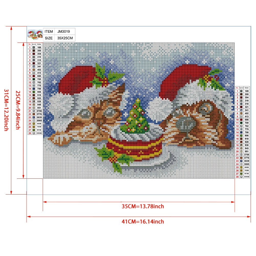 Christmas Dogs Diamond Painting Kit – Cute Holiday Full Drill Festive Art JM3019