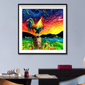 Rooster Starry Night Diamond Painting Kit – Van Gogh Style Full Drill Colorful Art JM3029