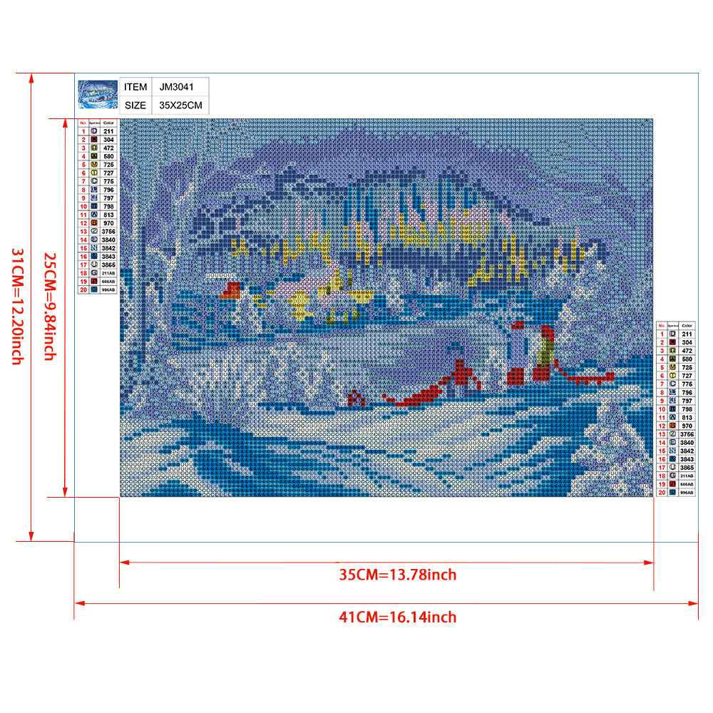 Aurora Christmas Night Diamond Painting Kit – Full Drill Winter Northern Lights Art JM3041