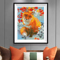 Red Fox in Snow Diamond Painting Kit – Autumn Leaves & Winter Snowflakes Wildlife Portrait JX148