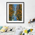 New York Autumn Aerial Diamond Painting Kit – Manhattan Avenue at Dusk with Fall Foliage, Yellow Cabs & City Lights JX150
