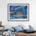 Aurora Borealis Cabin Diamond Painting Kit — 5D Full Drill Winter Night Landscape Mosaic Art JX169