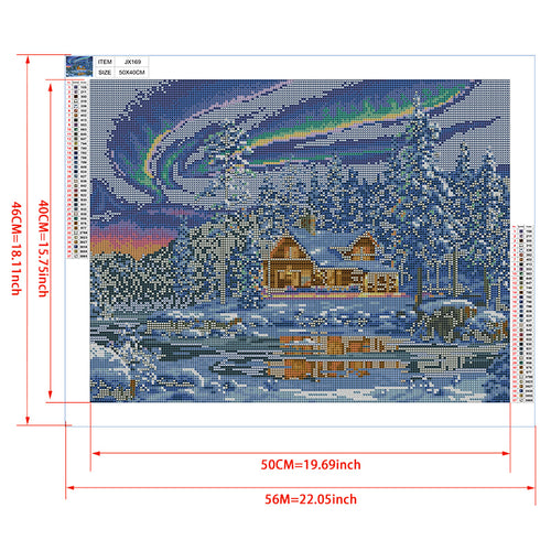 Aurora Borealis Cabin Diamond Painting Kit — 5D Full Drill Winter Night Landscape Mosaic Art JX169