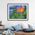 Sunset Mountain Trail Diamond Painting Kit — 5D Full Drill Alpine Landscape Mosaic Art JX172