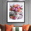 Roses in Crystal Vase Diamond Painting Kit – Full Drill Elegant Floral Still Life Art JX28