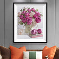 Magenta Roses in Crystal Vase Diamond Painting Kit – Full Drill Vibrant Floral Art JX42