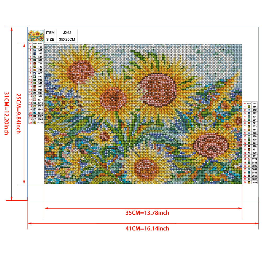Sunflower Field Diamond Painting Kit – Full Drill Impressionist Floral Art JX62