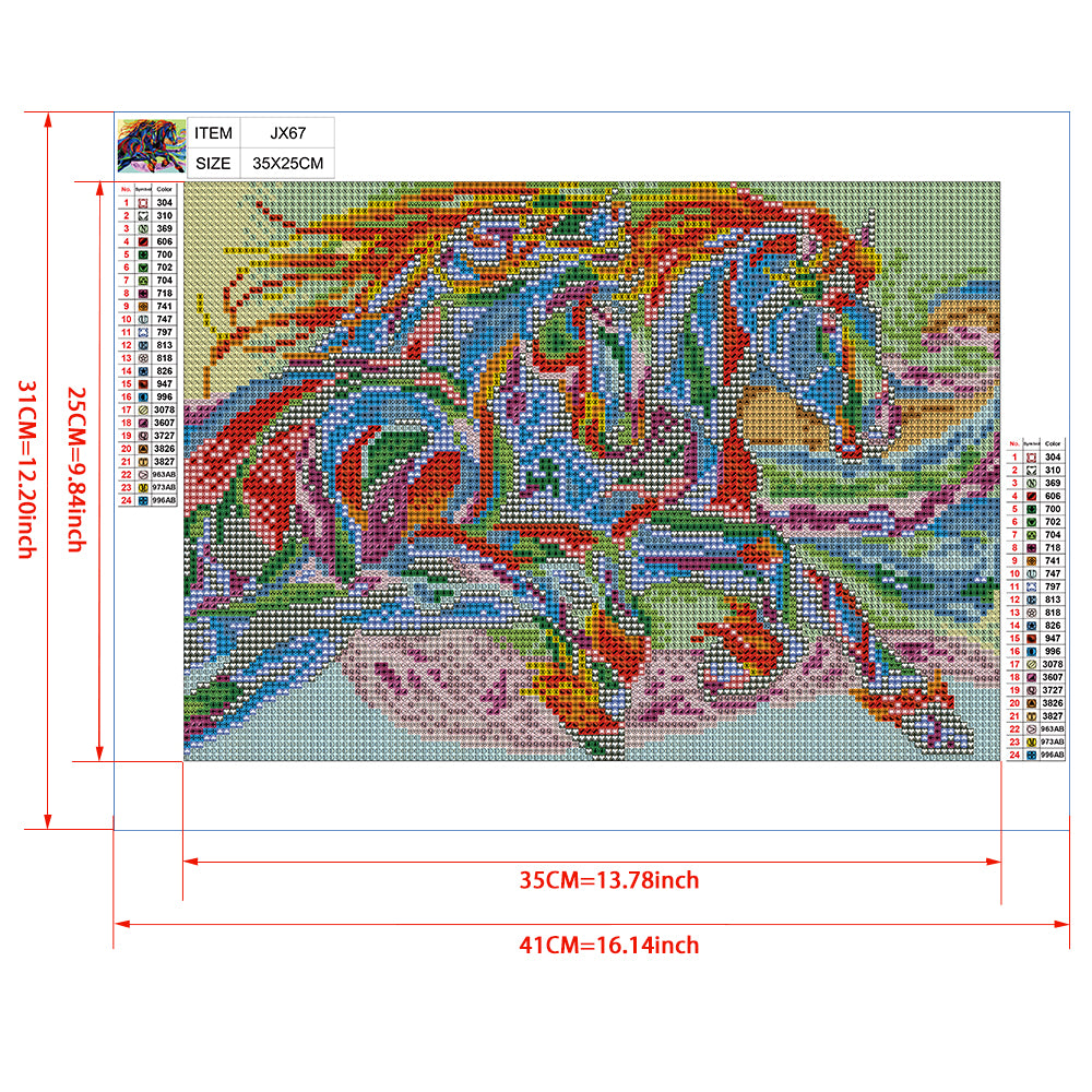 Abstract Colorful Running Horses Diamond Painting Kit – Full Drill Modern Wildlife Art JX67