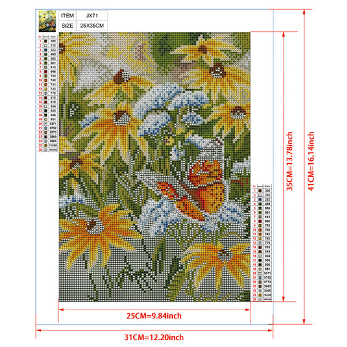 Butterfly in Black-Eyed Susan Garden Diamond Painting Kit – Full Drill Floral Nature Art JX71
