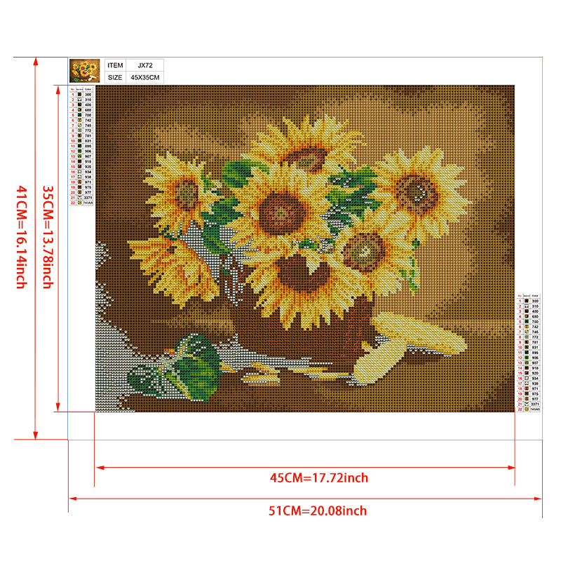 Sunflower Basket Still Life Diamond Painting Kit – Full Drill Classic Floral Art JX72