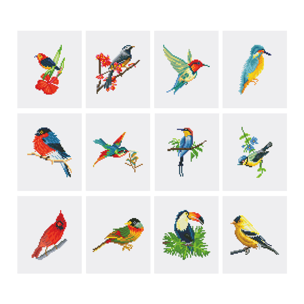 Mini Diamond Painting Kit - Full Drill Birds 12pcs