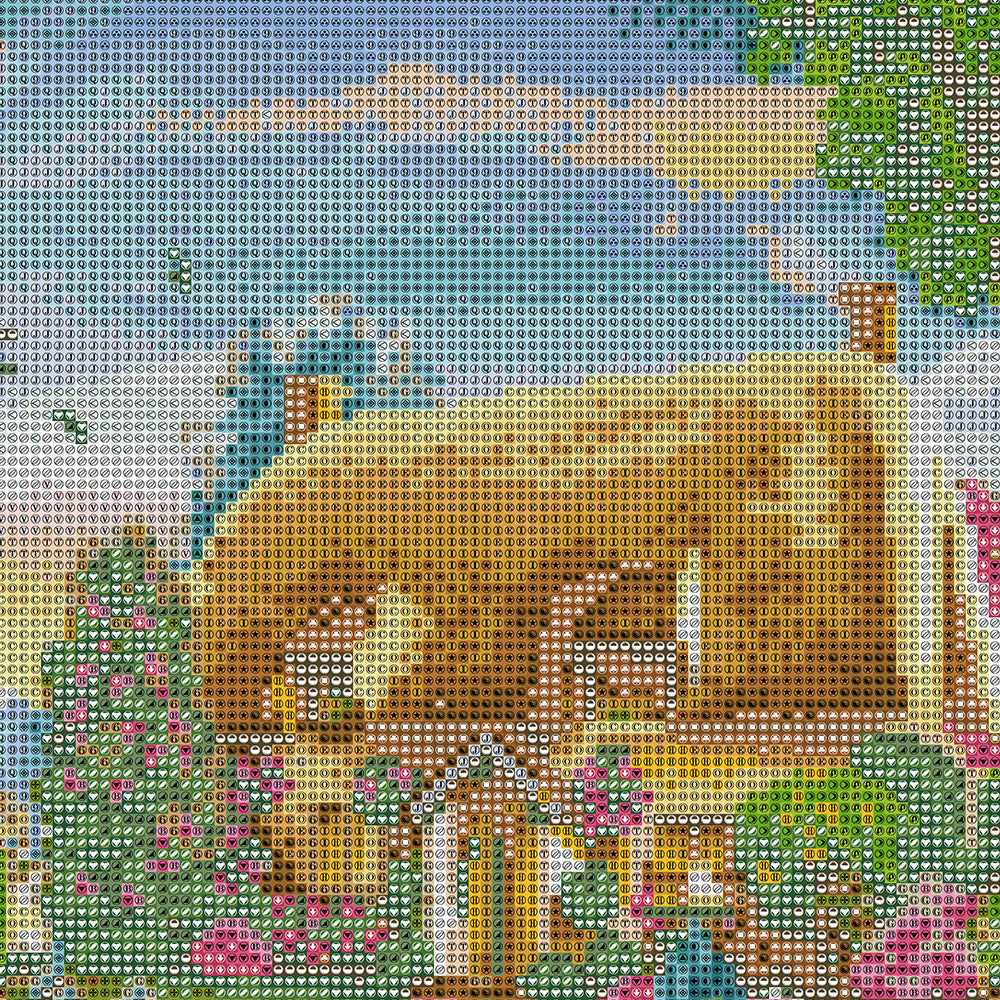 Fairytale Cottage by the Stream Diamond Painting Kit – Whimsical Thatched Home with Swan, Deer, Hummingbird & Rainbow Sky JX47