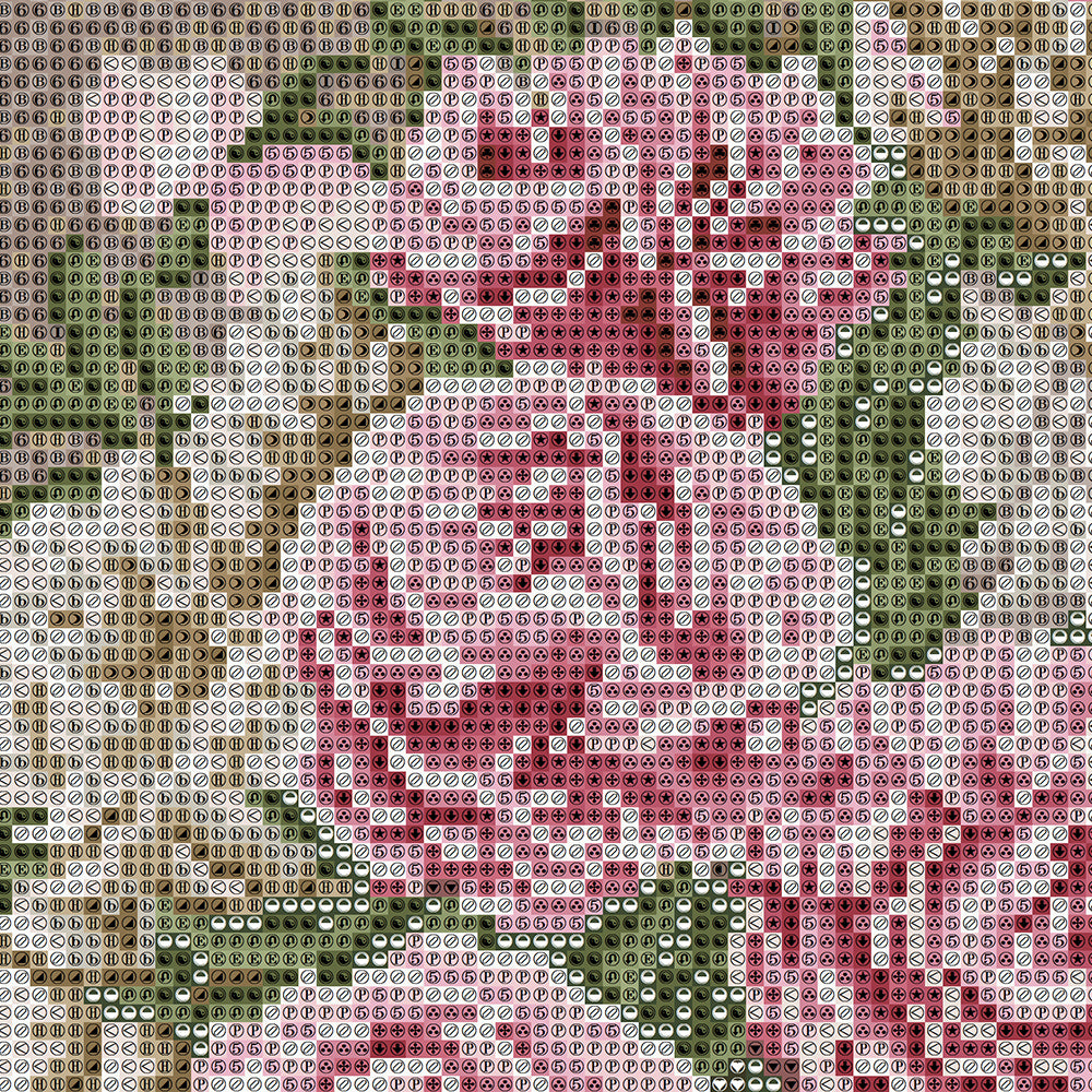 Pink Striped Roses in Glass Vase Diamond Painting Kit – Full Drill Romantic Floral Still Life Art JX40