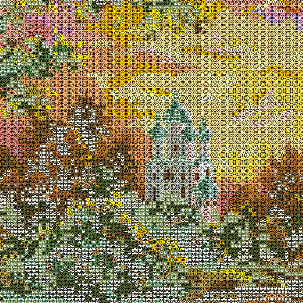 Fairytale Castle at Sunset Diamond Painting Kit – White Onion-Dome Palace in Enchanted Forest with Golden Sky & Wooden Bridge JX164