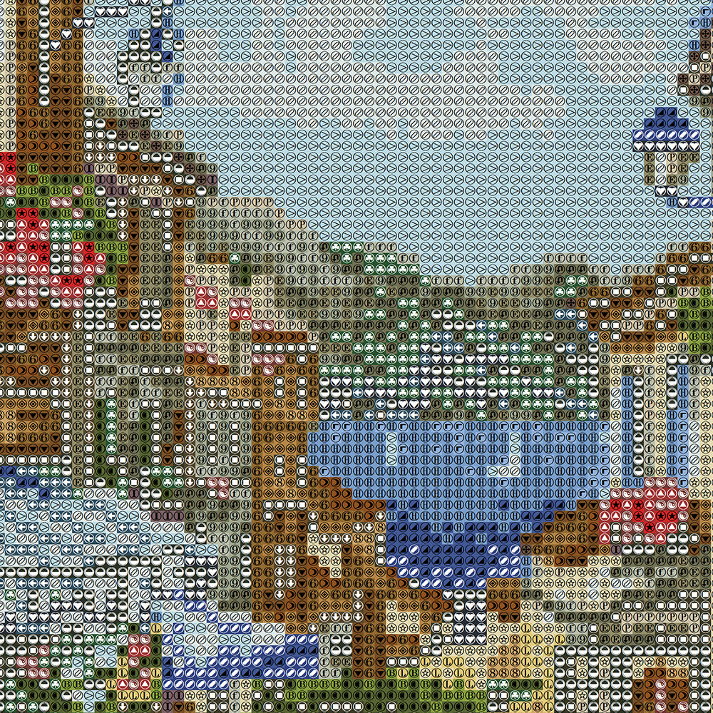 Greek Village Diamond Painting Kit – Flower Arch Framed Street with Lake View, Blue Lanterns & Bicycle JX140