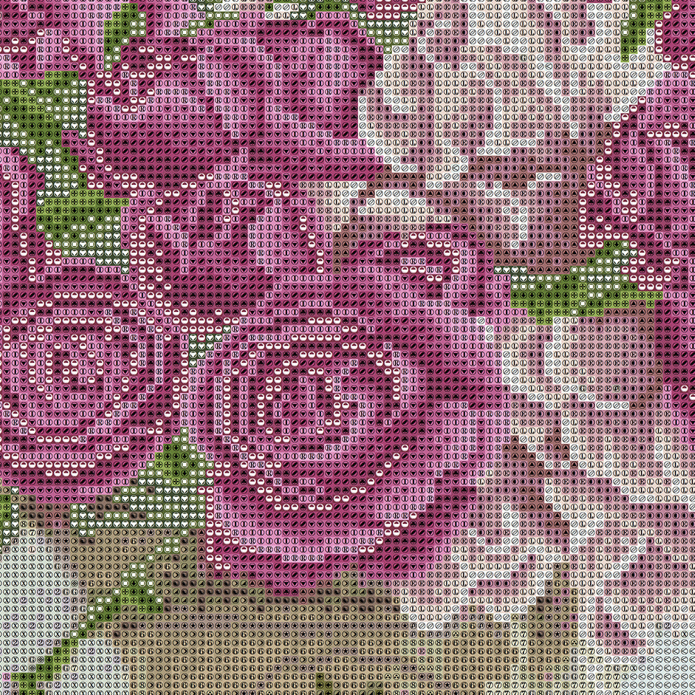 Magenta Rose Bouquet Diamond Painting Kit – Lush Pink-Purple Roses in Glass Vase with White Blossoms JX15